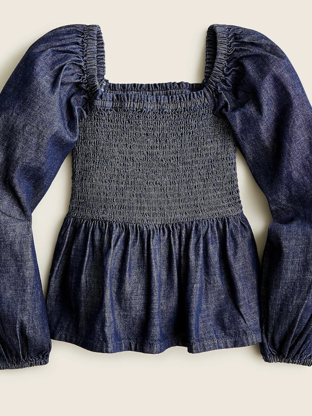 NWT J. Crew Puff Sleeve Chambray Smocked Top Sz 2X
